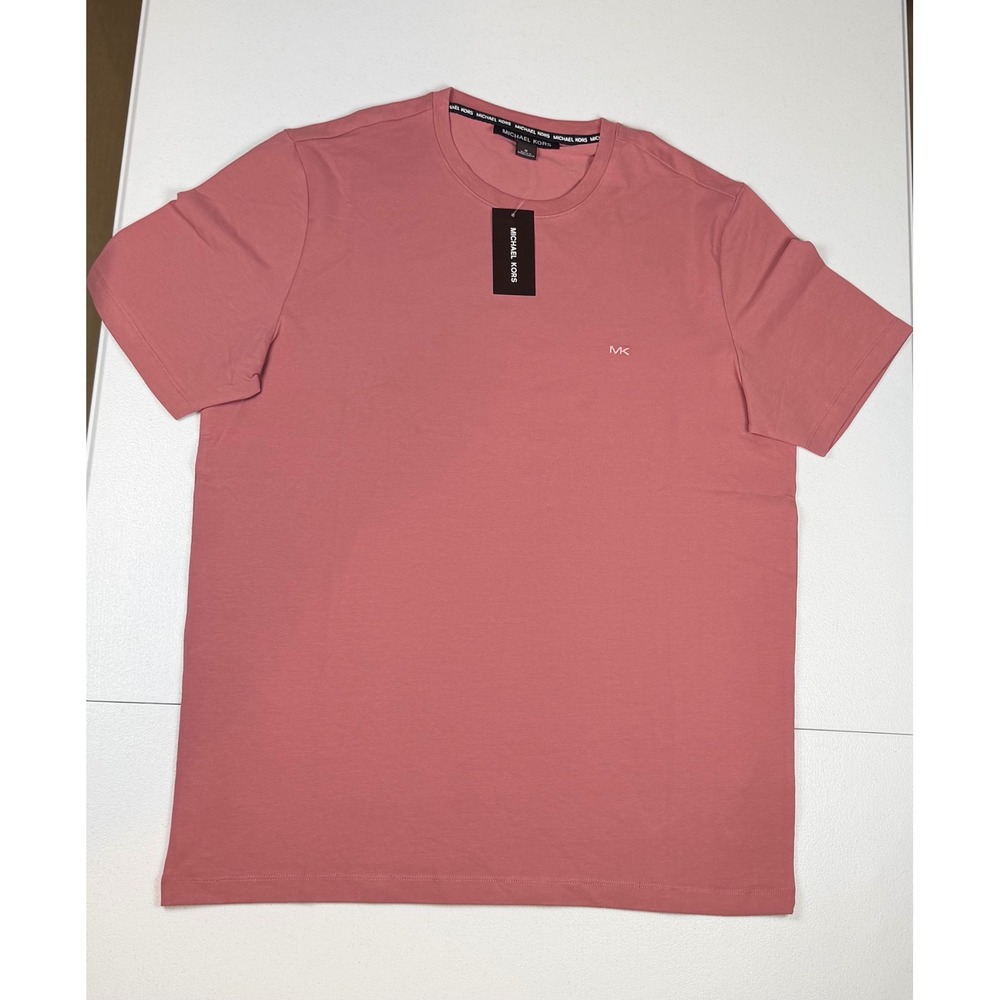 NWT Michael Kors Mens Dusty Rose Short Sleeve Crew Neck T-Shirt MK Logo Size M
